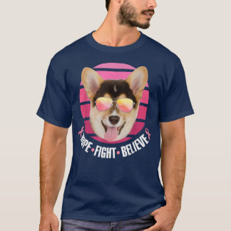 Breast Cancer Awareness Corgi Dog Pink Ribbon Hope T Shirt