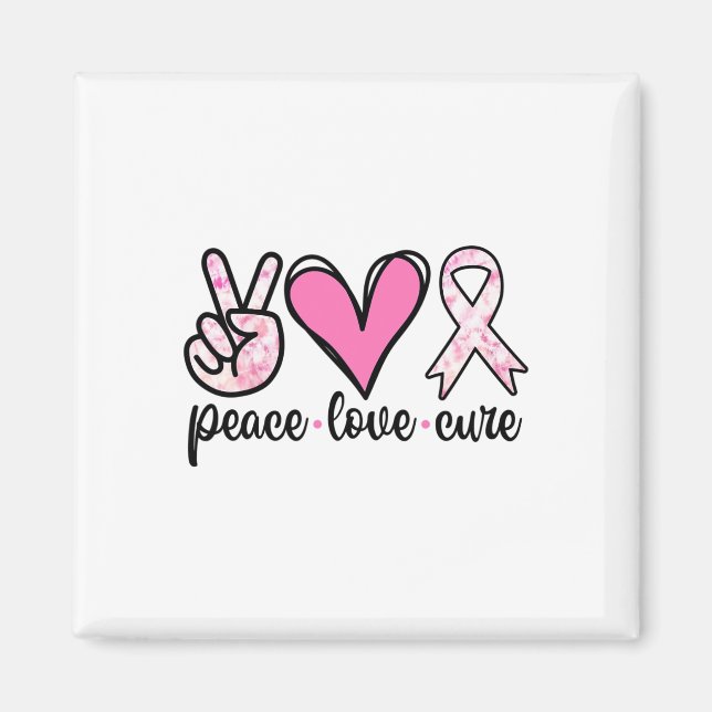 Breast Cancer Awareness Costume Rosa Peace Kärlek  Magnet (Framsidan)