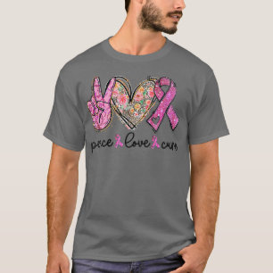 Breast Cancer Awareness Costume Rosa Peace Kärlek T Shirt