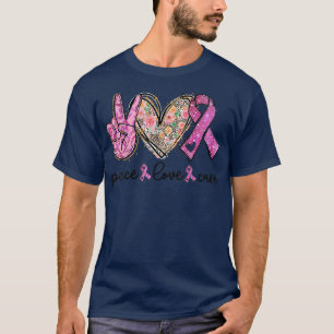 Breast Cancer Awareness Costume Rosa Peace Kärlek T Shirt