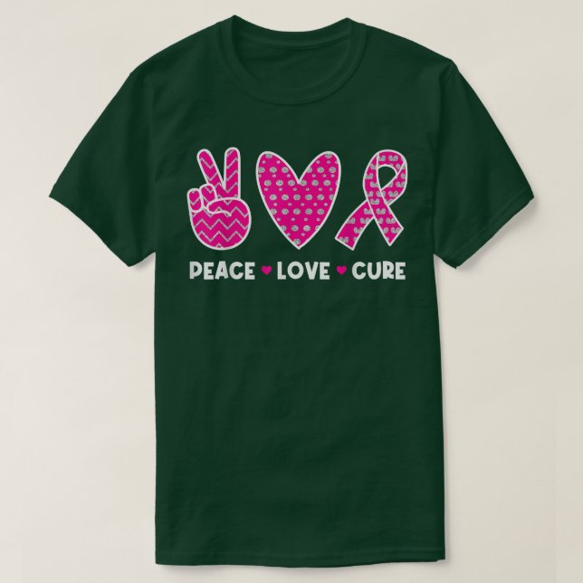 Breast Cancer Awareness Costume Rosa Peace Kärlek  T Shirt (Design framsida)