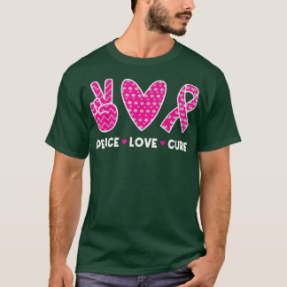 Breast Cancer Awareness Costume Rosa Peace Kärlek  T Shirt