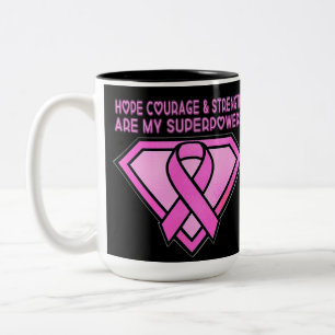 Breast Cancer Awareness Diamond Logotyp Black Två-Tonad Mugg