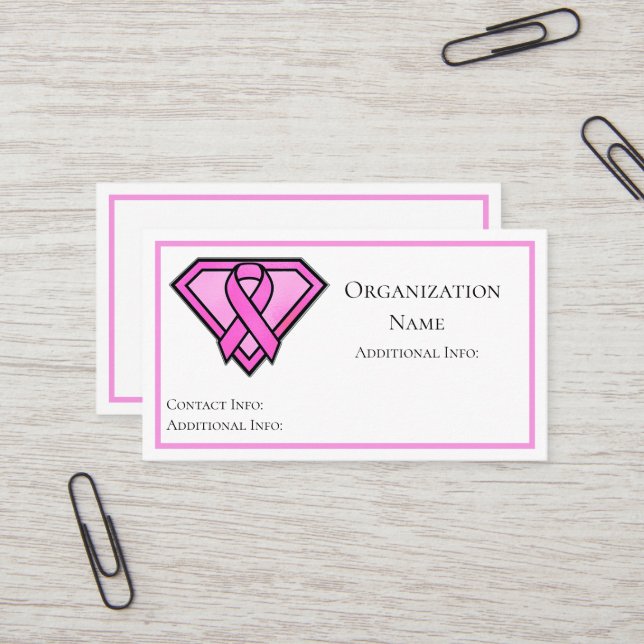 Breast Cancer Awareness Diamond Logotyp White Visitkort (Fram/Back In Situ)
