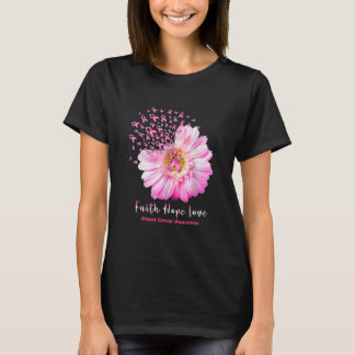 Breast Cancer Awareness Faith Hope Love Daisy T Shirt