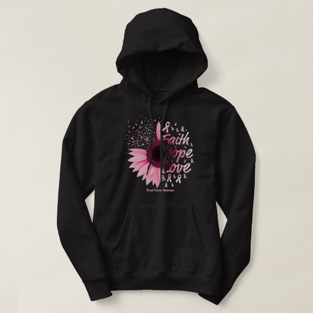 Breast Cancer Awareness Gifts Christian Faith Hope Hoodie (Design framsida)