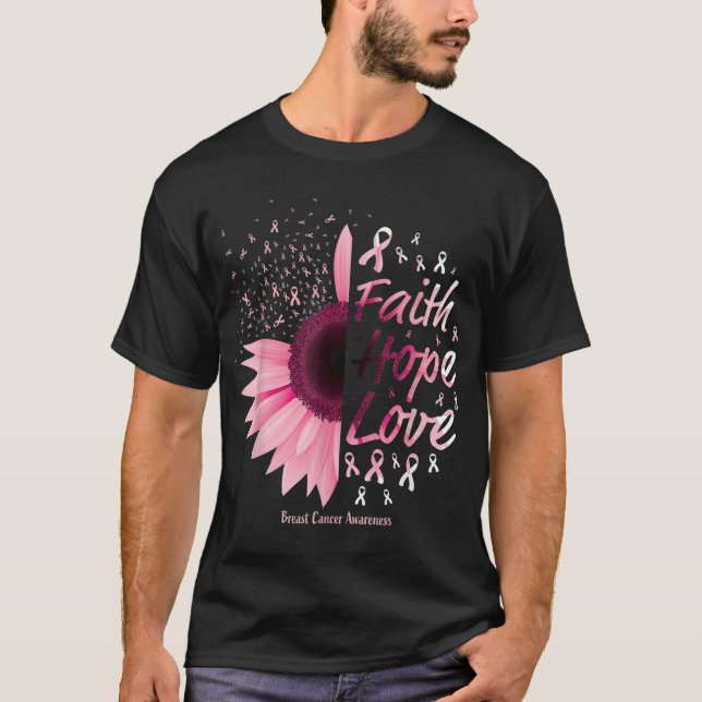 Breast Cancer Awareness Gifts Christian Faith Hope T Shirt (Framsida)