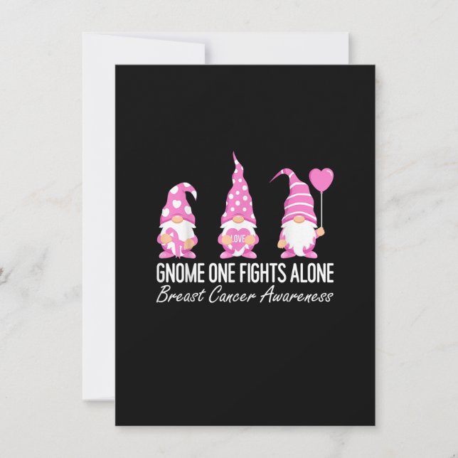 Breast Cancer Awareness Gnome One Fights Alone Pin Inbjudningar (Framsida)