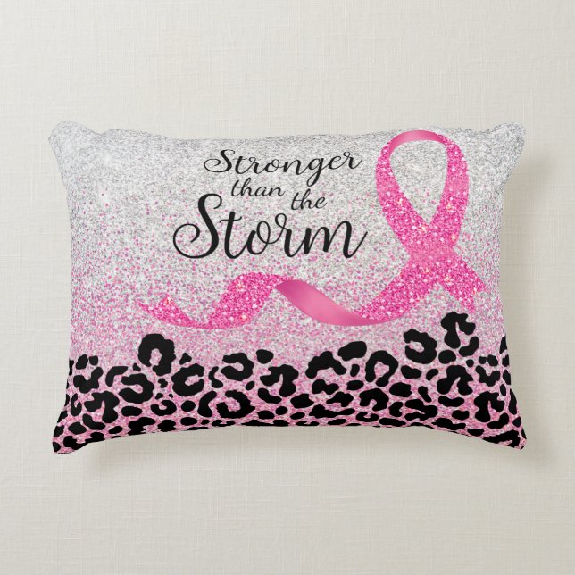Breast Cancer Awareness Leopard Print  Prydnadskudde (Framsidan)