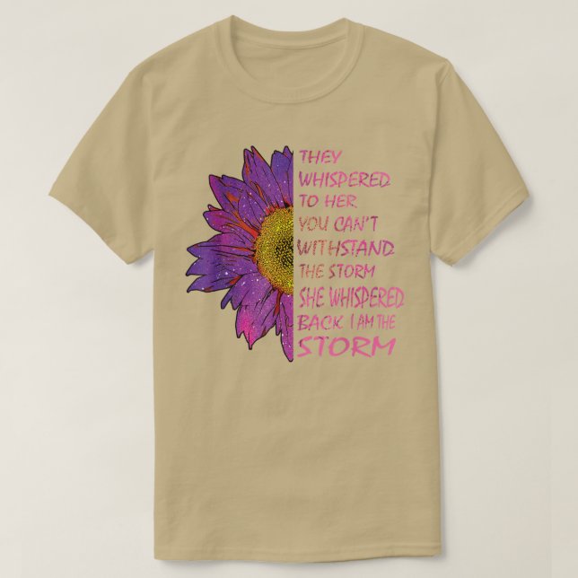 Breast Cancer Awareness Motivation Quote Pink Sunf T Shirt (Design framsida)