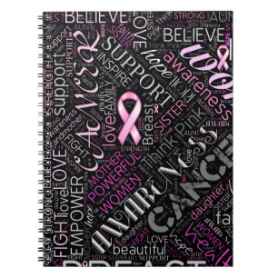 Breast Cancer Awareness Ord Cloud ID261 Anteckningsbok Med Spiral