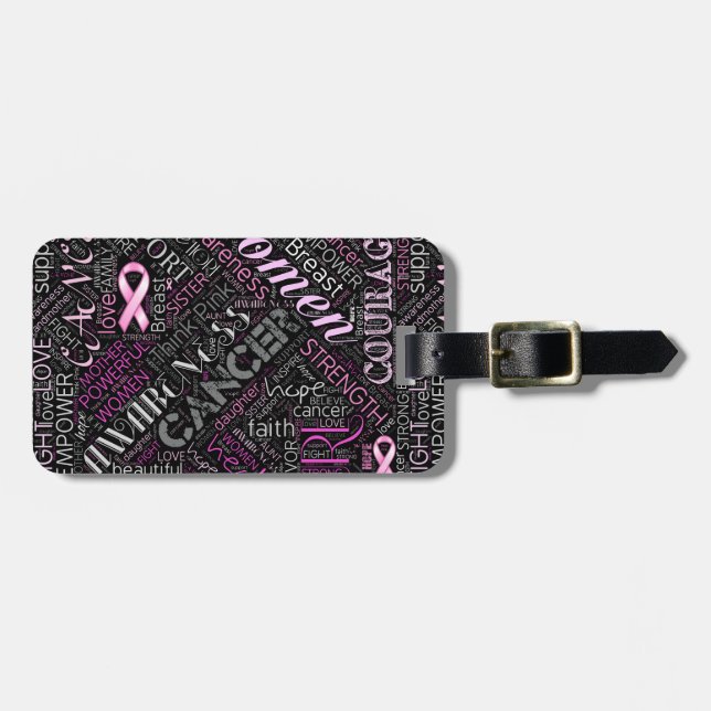 Breast Cancer Awareness Ord Cloud ID261 Bagagebricka (Horisontell Framsida)
