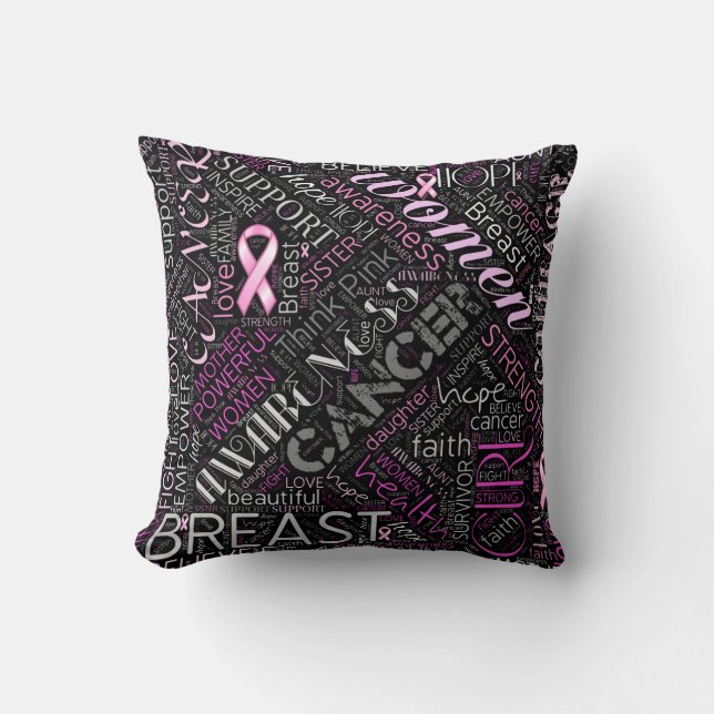 Breast Cancer Awareness Ord Cloud ID261 Kudde (Framsida)
