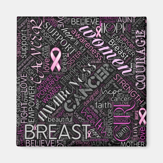 Breast Cancer Awareness Ord Cloud ID261 Magnet (Framsidan)