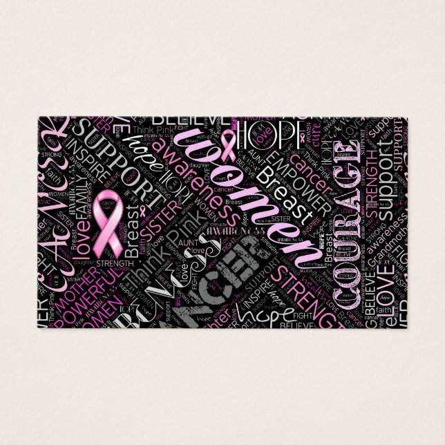 Breast Cancer Awareness Ord Cloud ID261 Visitkort (Framsidan)