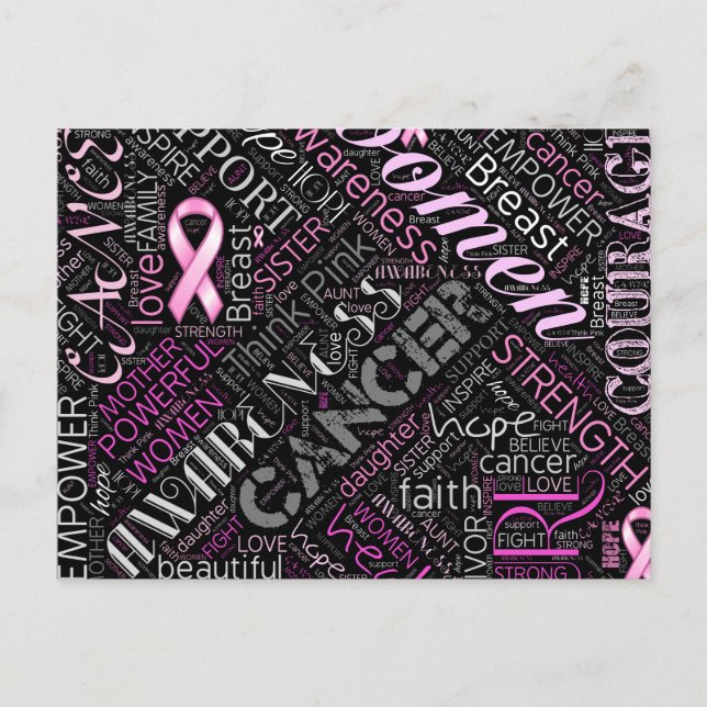 Breast Cancer Awareness Ord Cloud ID261 Vykort (Framsida)