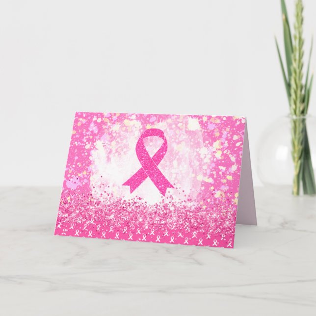 Breast Cancer Awareness Pink Ribbon Tack Kort (Framsida)