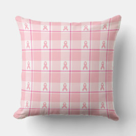 Breast Cancer Awareness Plaid Pink Ribbon Kudde