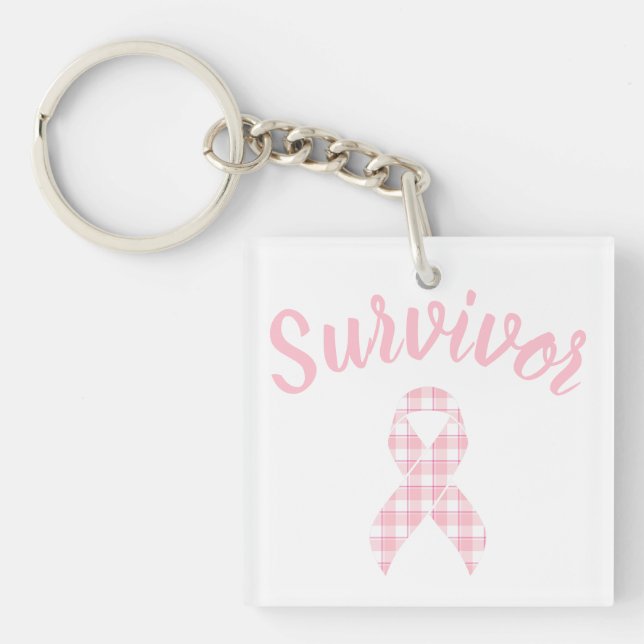Breast Cancer Awareness Plaid Pink Ribbon Survivor (Framsidan)