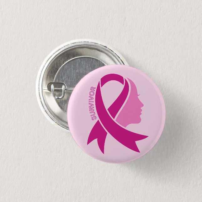 Breast Cancer Awareness Ribbon Knapp (Framsida & baksida)