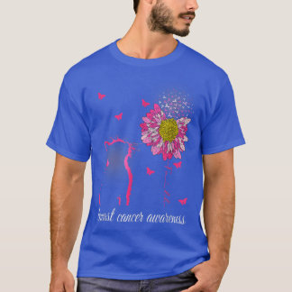 Breast Cancer Awareness Sunflower Cat Faith Ribbon T Shirt