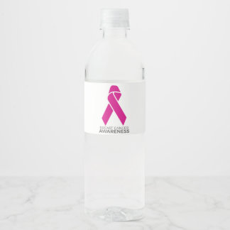 Breast Cancer Awareness Support Pink Ribbon Vattenflaskor Etikett