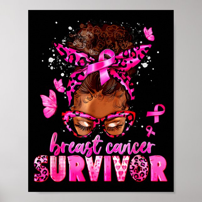 Breast Cancer Awareness Survivor Black Women Melan Poster (Framsidan)