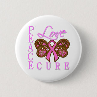 Breast Cancer Butterfly Peace Kärlek Cure Knapp