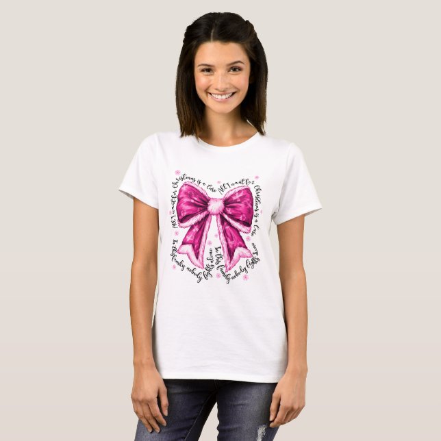 Breast Cancer Cure- julpåssken T Shirt (Hel framsida)