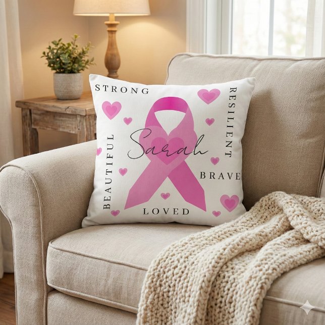 Breast Cancer Dekorativ kudde (Empower someone with breast cancer with this beautiful personalized pillow! )