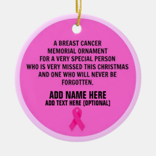 Breast Cancer Dikt Memorial Julgransprydnad Keramik
