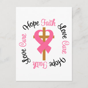 Breast Cancer Faith Hope Kärlek Kor Vykort