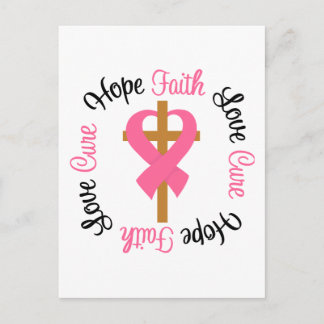 Breast Cancer Faith Hope Kärlek Kor Vykort