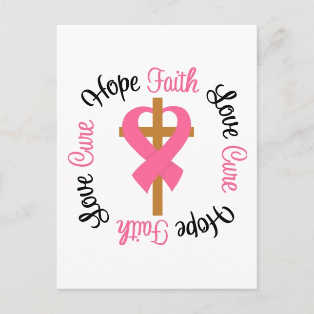 Breast Cancer Faith Hope Kärlek Kor Vykort (Framsida)
