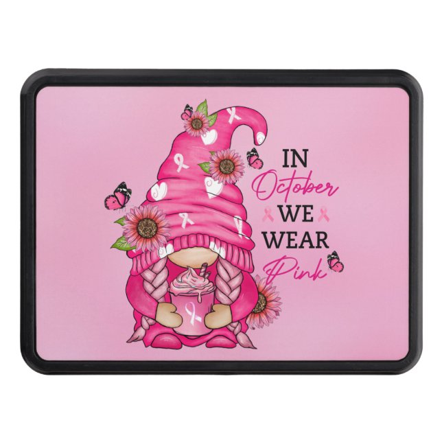 Breast Cancer Gnome Hitch Cover Dragkroksskydd (Framsidan)