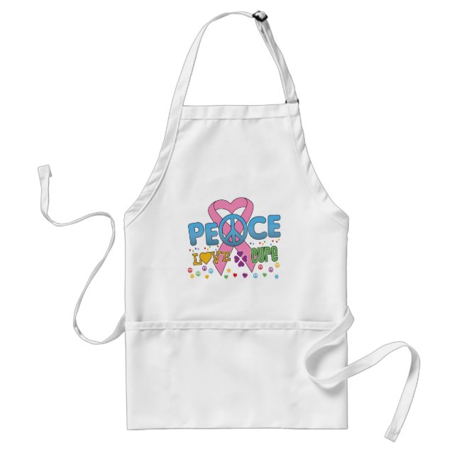 Breast Cancer Groovy Peace Kärlek Cure Förkläde (Framsidan)