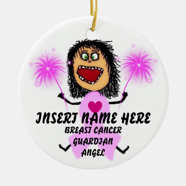Breast Cancer Guardian Angel Julgransprydnad Keramik (Framsidan)
