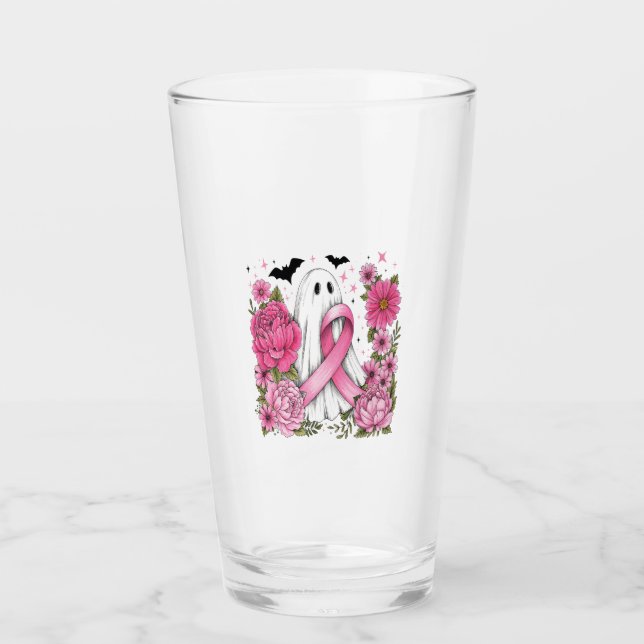 Breast Cancer Halloween Ghost Boho Glaskopp (Framsida)