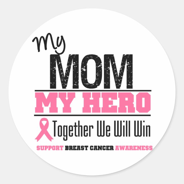 Breast Cancer Hero (Mamma) Runt Klistermärke (Framsida)