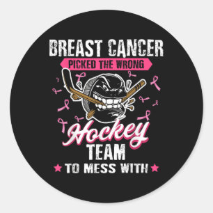 Breast Cancer Hockey Team Rosa Awareness Ribbon Pa Runt Klistermärke