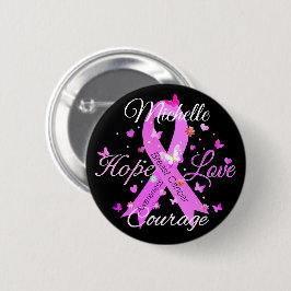 Breast Cancer Hope Kärlek Courage Button Knapp