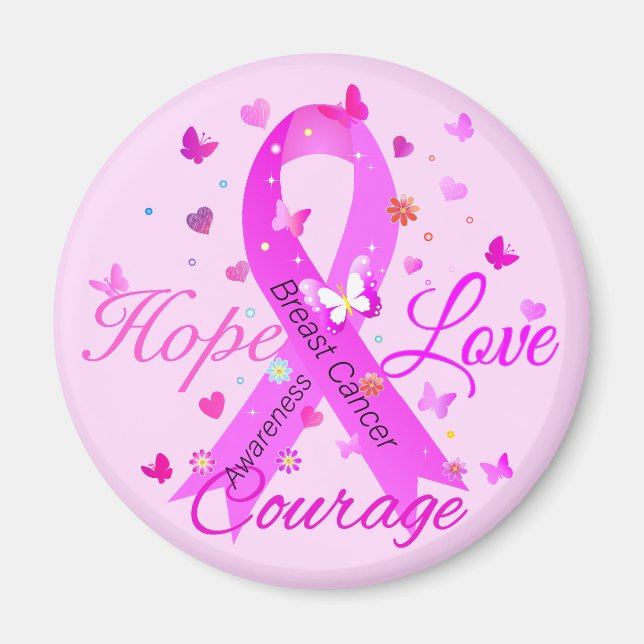 Breast Cancer Hope Kärlek Courage Magnet (Framsidan)