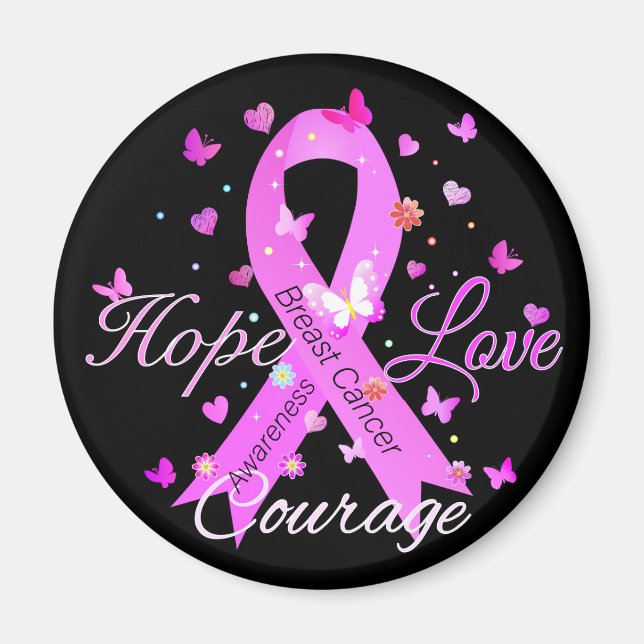Breast Cancer Hope Kärlek Courage Magnet (Framsidan)