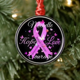 Breast Cancer Hope Kärlek Courage Metall Ornament