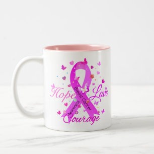 Breast Cancer Hope Kärlek Courage Två-Tonad Mugg