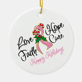 Breast Cancer Hope Kärlek Cure Glad helg Julgransprydnad Keramik