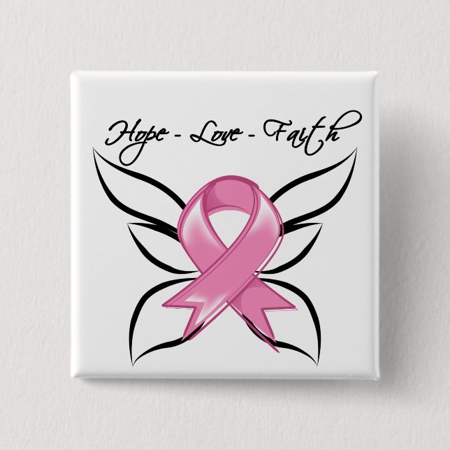Breast Cancer Hope Kärlek Faith Knapp (Framsida)