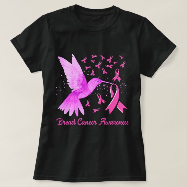 Breast Cancer Hummingbird Rosa Solros Breast Ca T Shirt (Design framsida)