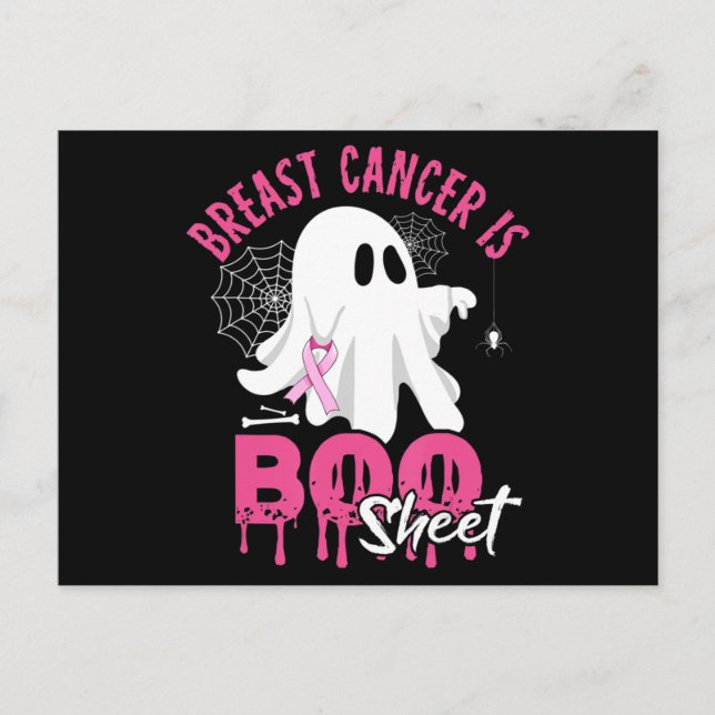 Breast Cancer Is Boo Sheet Halloween Breast Cancer Vykort (Framsida)