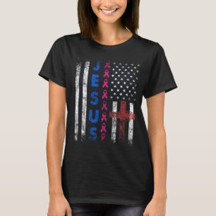Breast Cancer Jesus Christian Flagga Survivor T Shirt